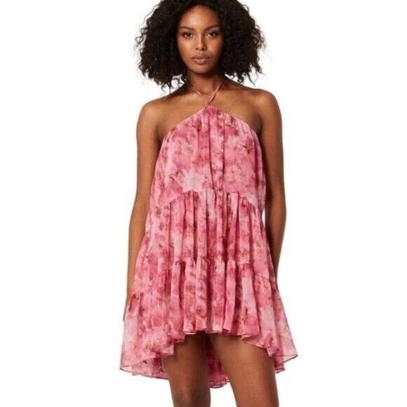 NWT MISA Los Angeles Sastra Mini Halter Dress Abstract Floral Size M - Picture 11 of 11